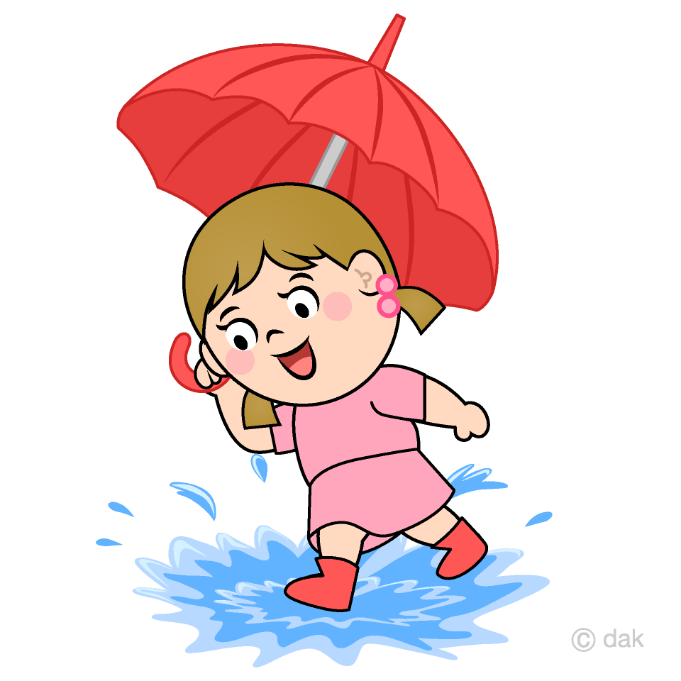 雨にはしゃぐ女の子