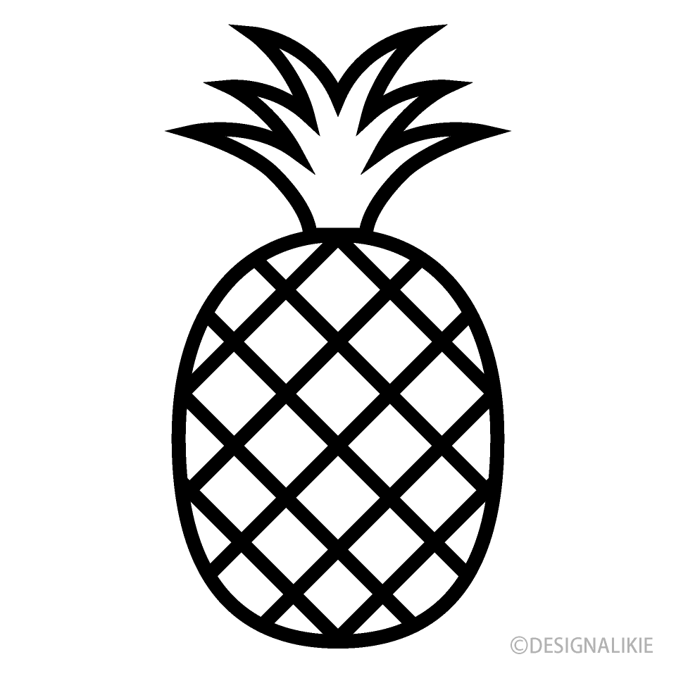 シンプルなパイナップル線画イラストのフリー素材 イラストイメージ