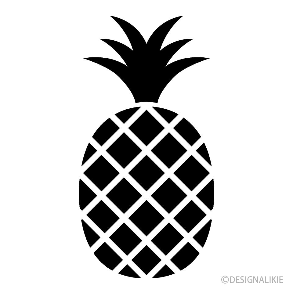 シンプルな黒シルエットのパイナップルの無料イラスト素材 イラストイメージ