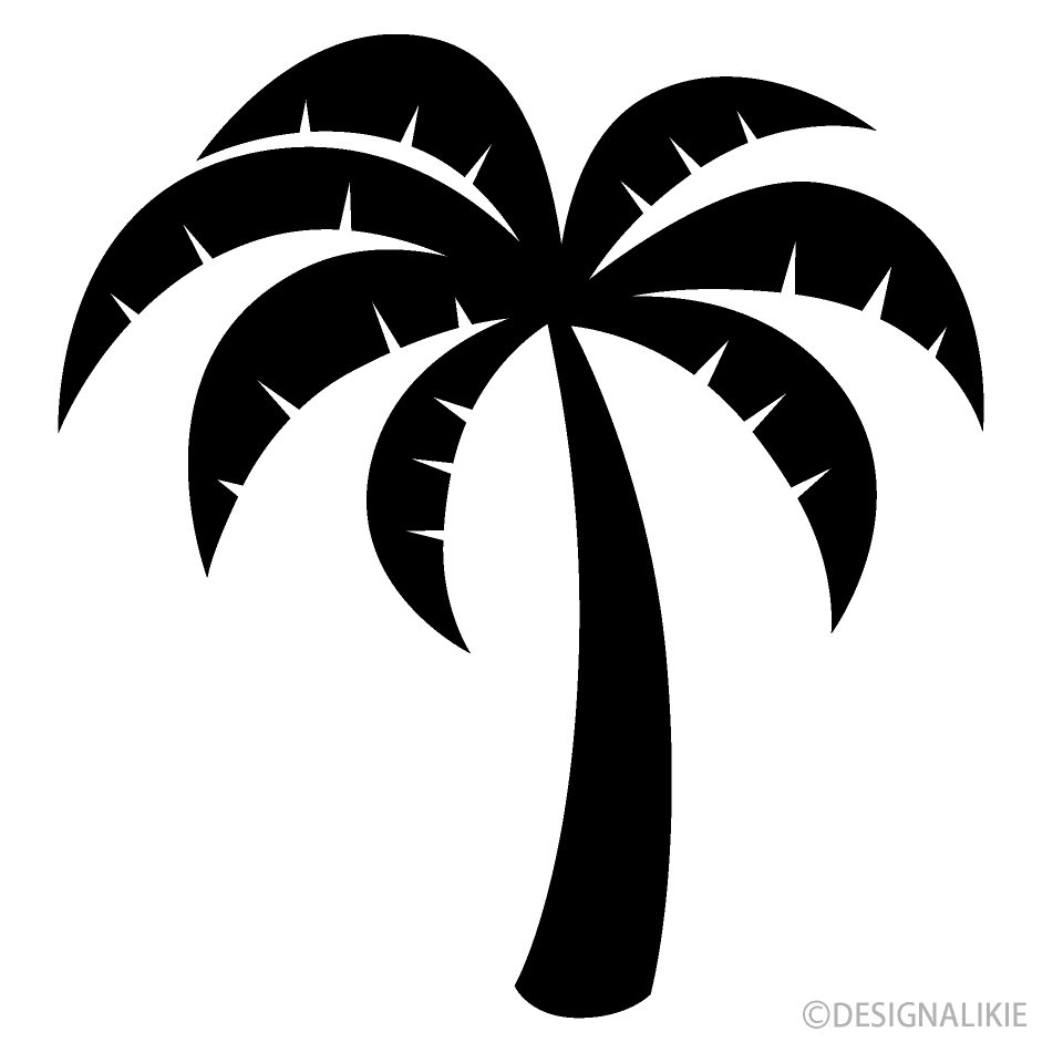 白黒ヤシの木シンボルイラストのフリー素材 イラストイメージ