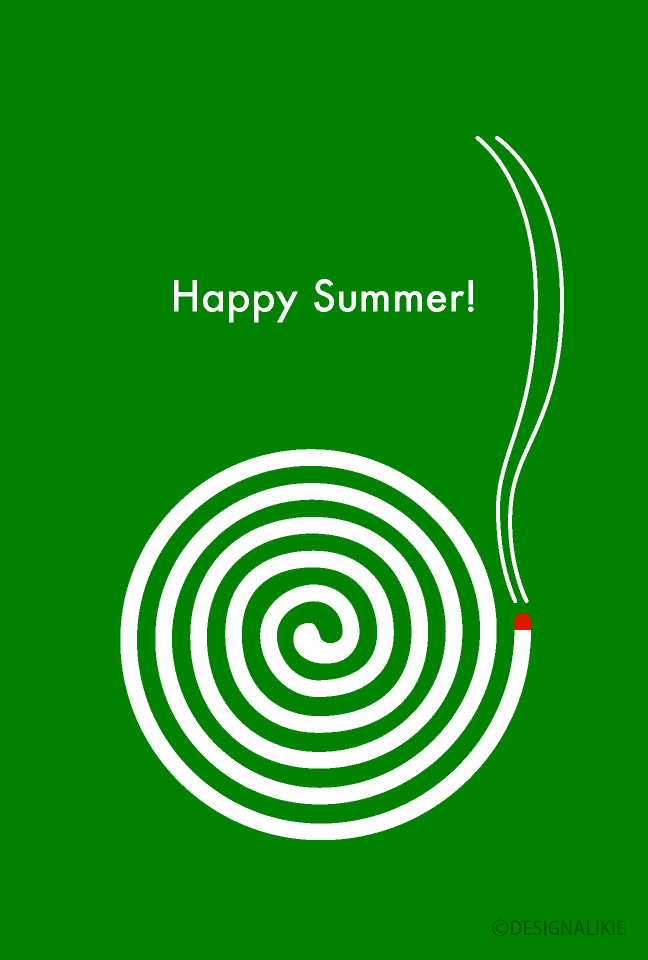 蚊取り線香グラフィックの暑中見舞いイラストのフリー素材 イラストイメージ