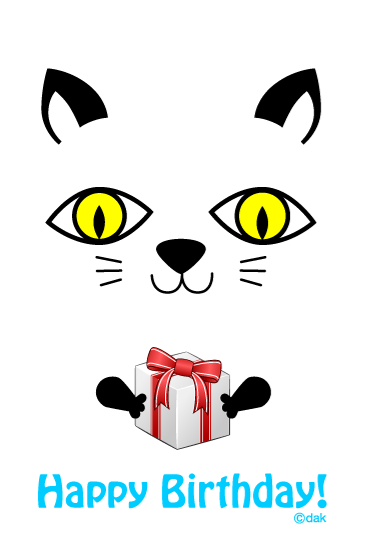 猫のバースデーカードの無料イラスト素材 イラストイメージ
