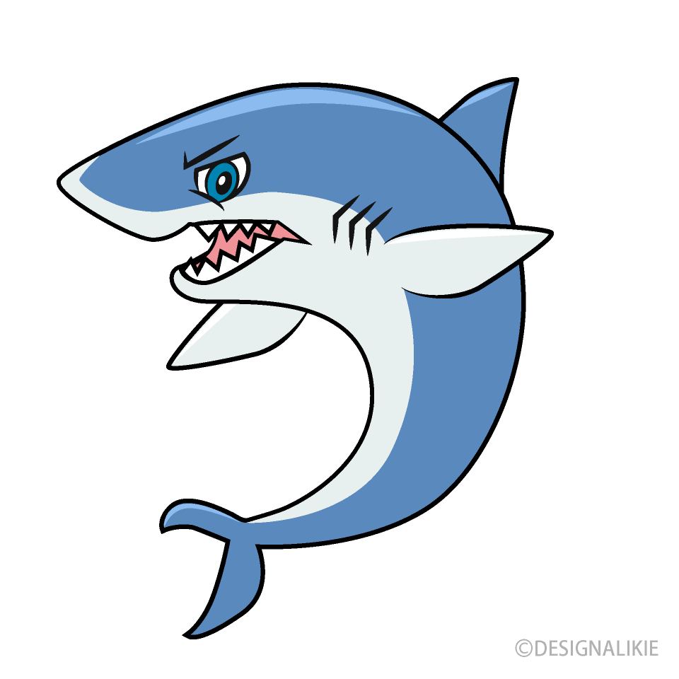 怒るサメの無料イラスト素材 イラストイメージ