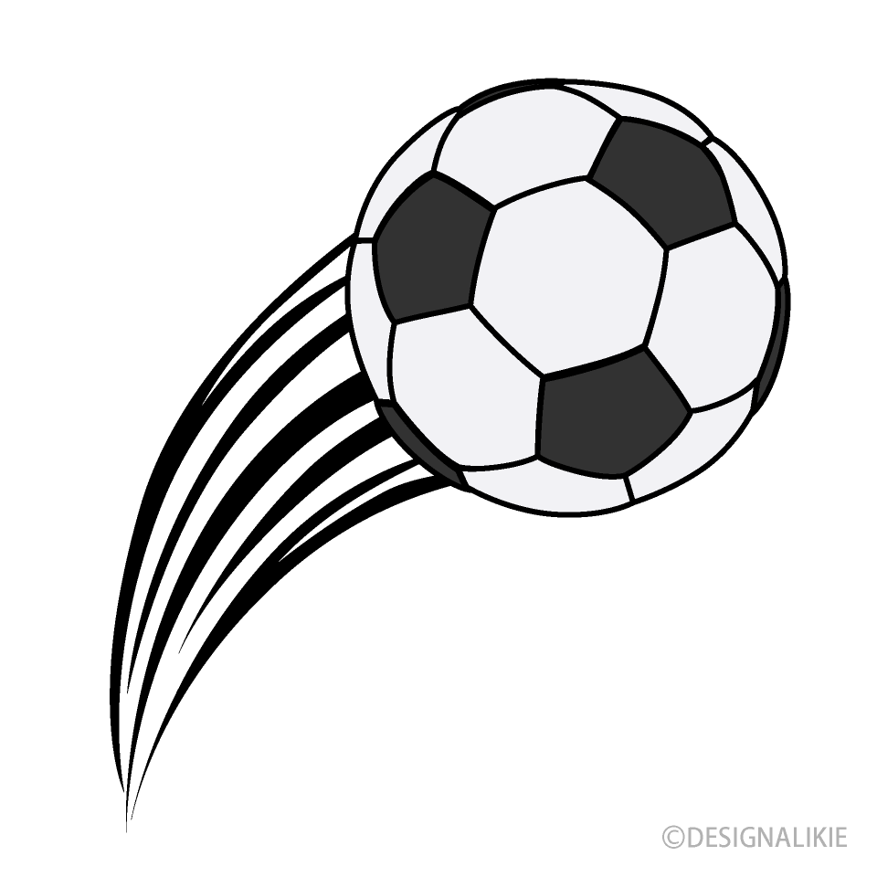 カーブするサッカーボールイラストのフリー素材 イラストイメージ