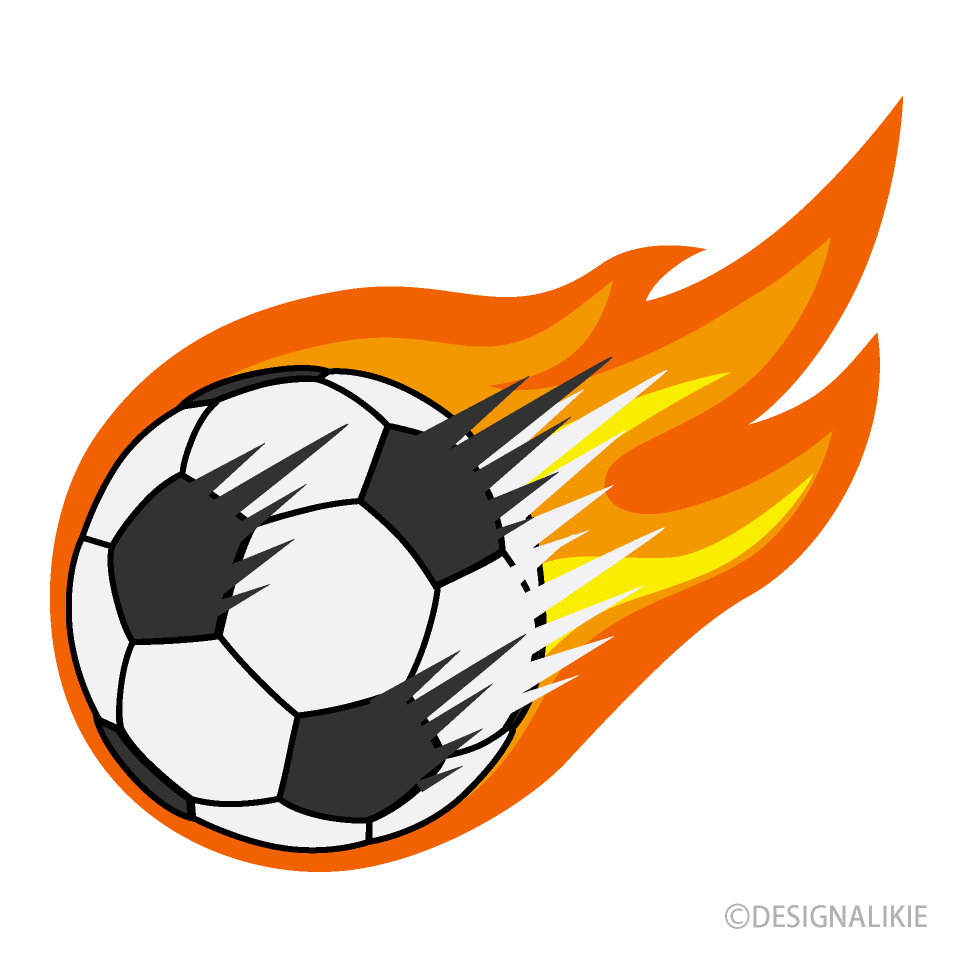 火の玉サッカーボールの無料イラスト素材 イラストイメージ