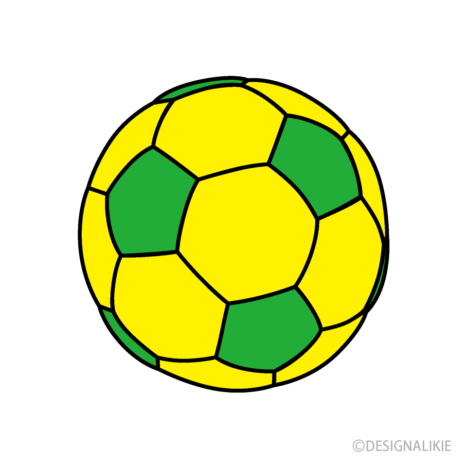 黄色と緑のサッカーボールの無料イラスト素材 イラストイメージ