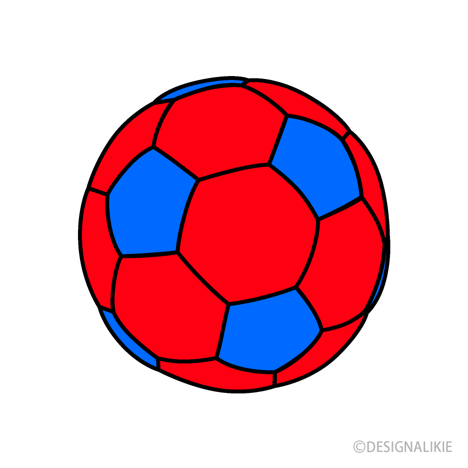赤青サッカーボールイラストのフリー素材 イラストイメージ