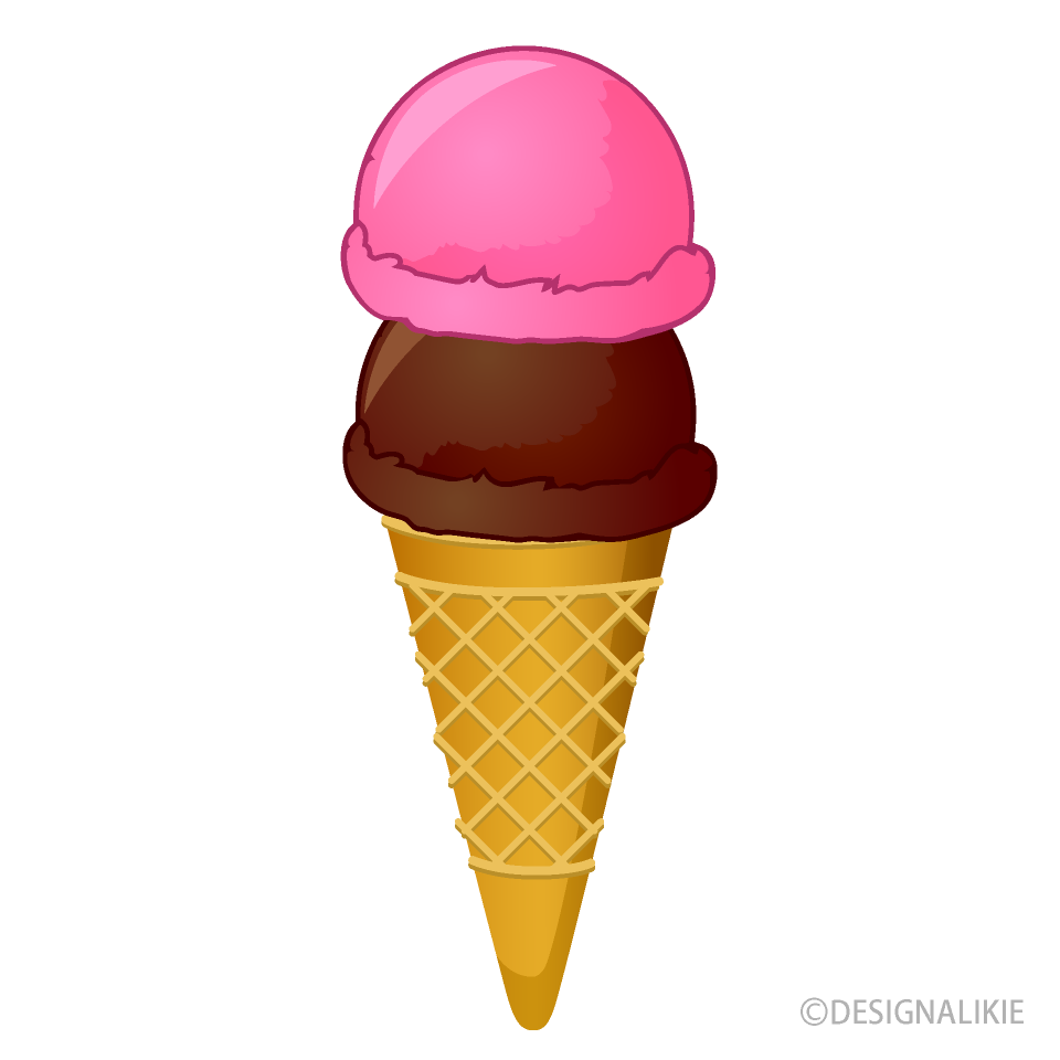 ピンクとチョコのアイスクリームイラストのフリー素材 イラストイメージ
