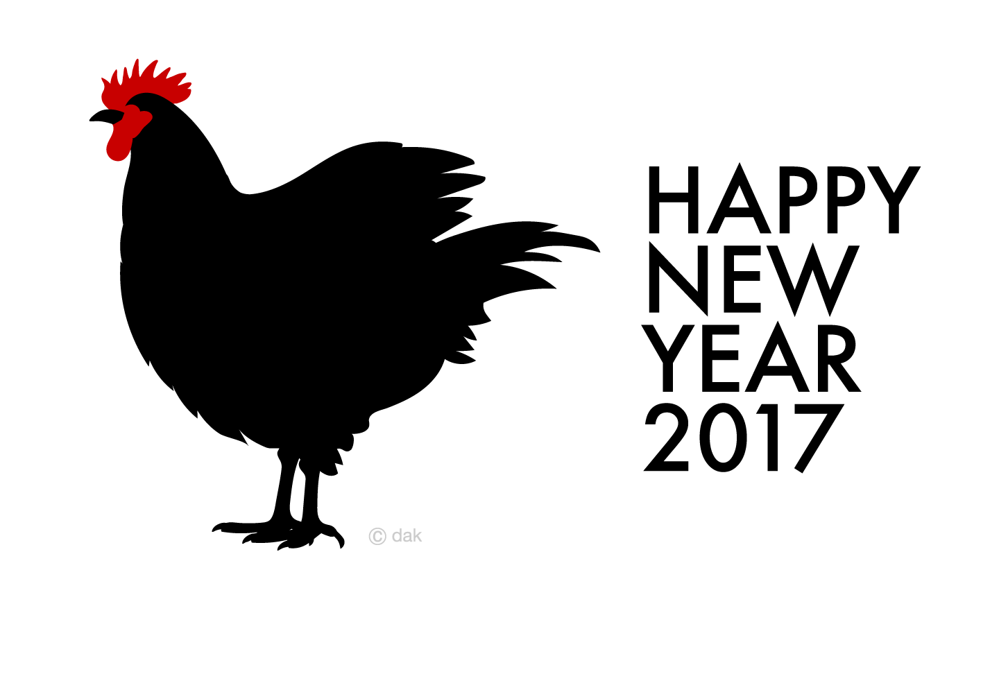 鶏シルエットの年賀状の無料イラスト素材 イラストイメージ