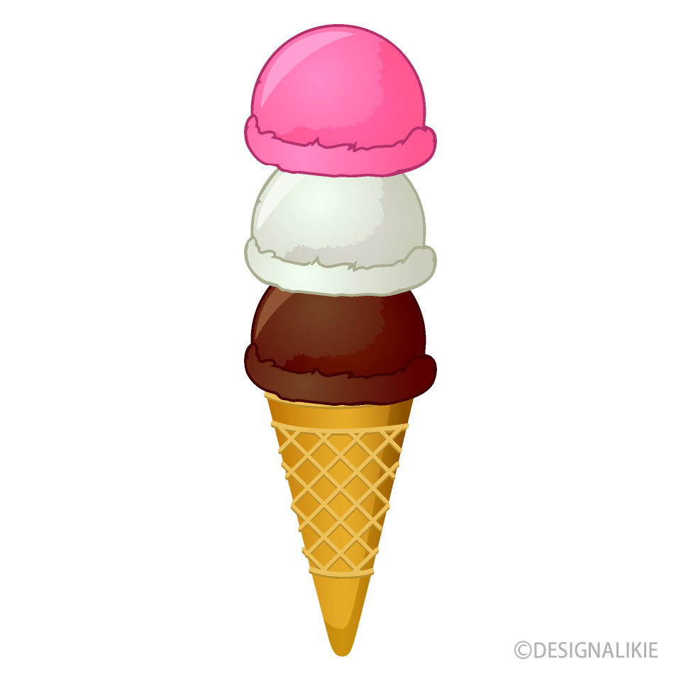 トリプルアイスクリームの無料イラスト素材 イラストイメージ