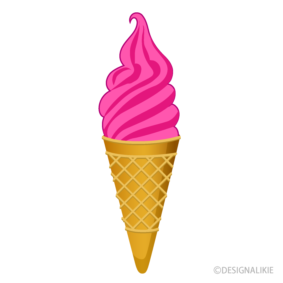 ピンクソフトクリームの無料イラスト素材 イラストイメージ