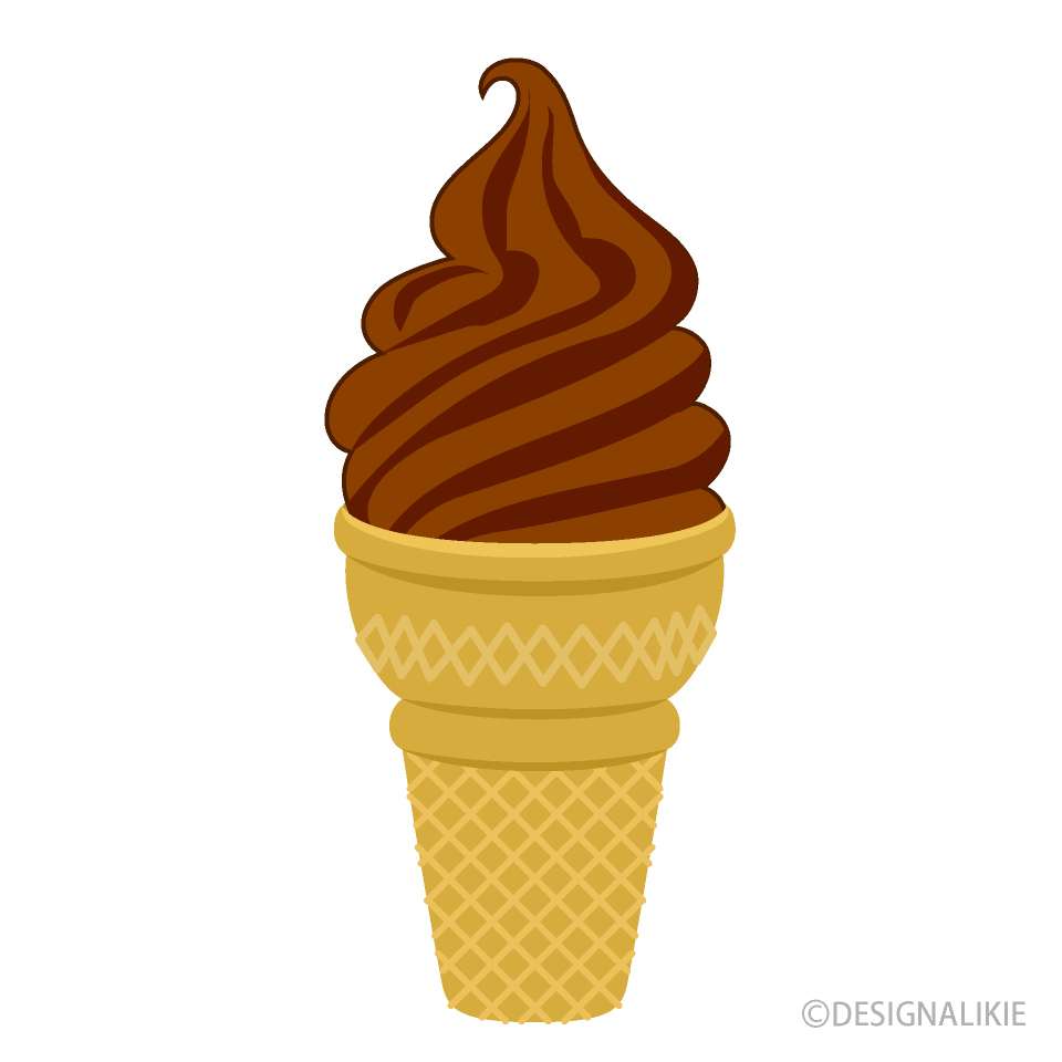 大きなチョコソフトクリームの無料イラスト素材 イラストイメージ