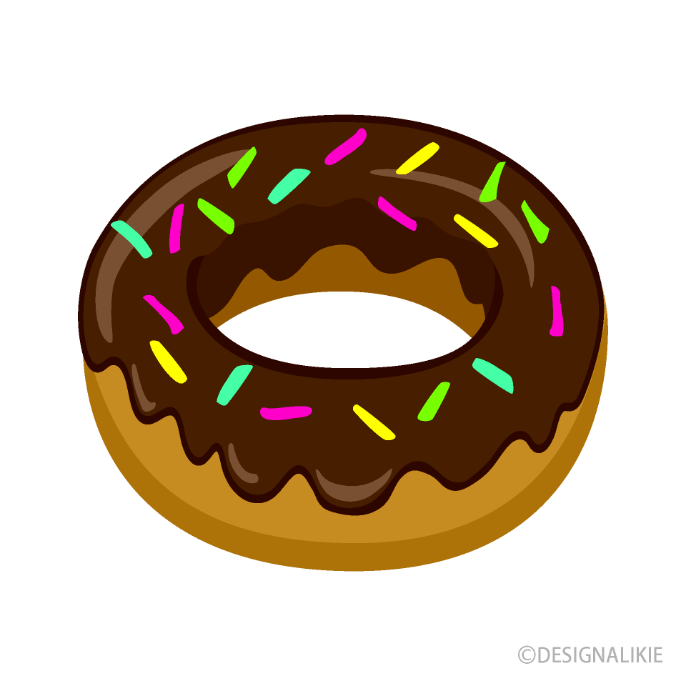 チョコレートドーナツの無料イラスト素材 イラストイメージ