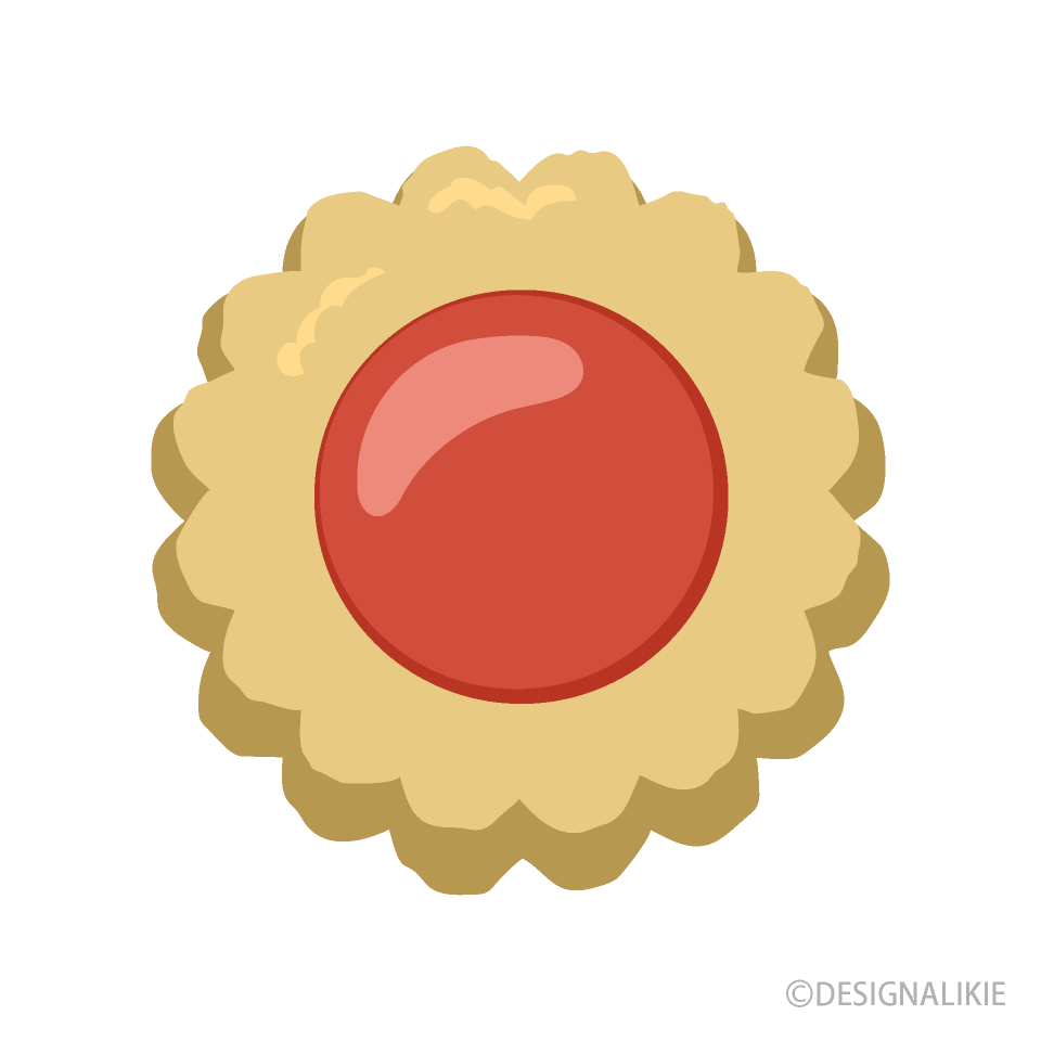 赤い花型クッキーイラストのフリー素材 イラストイメージ