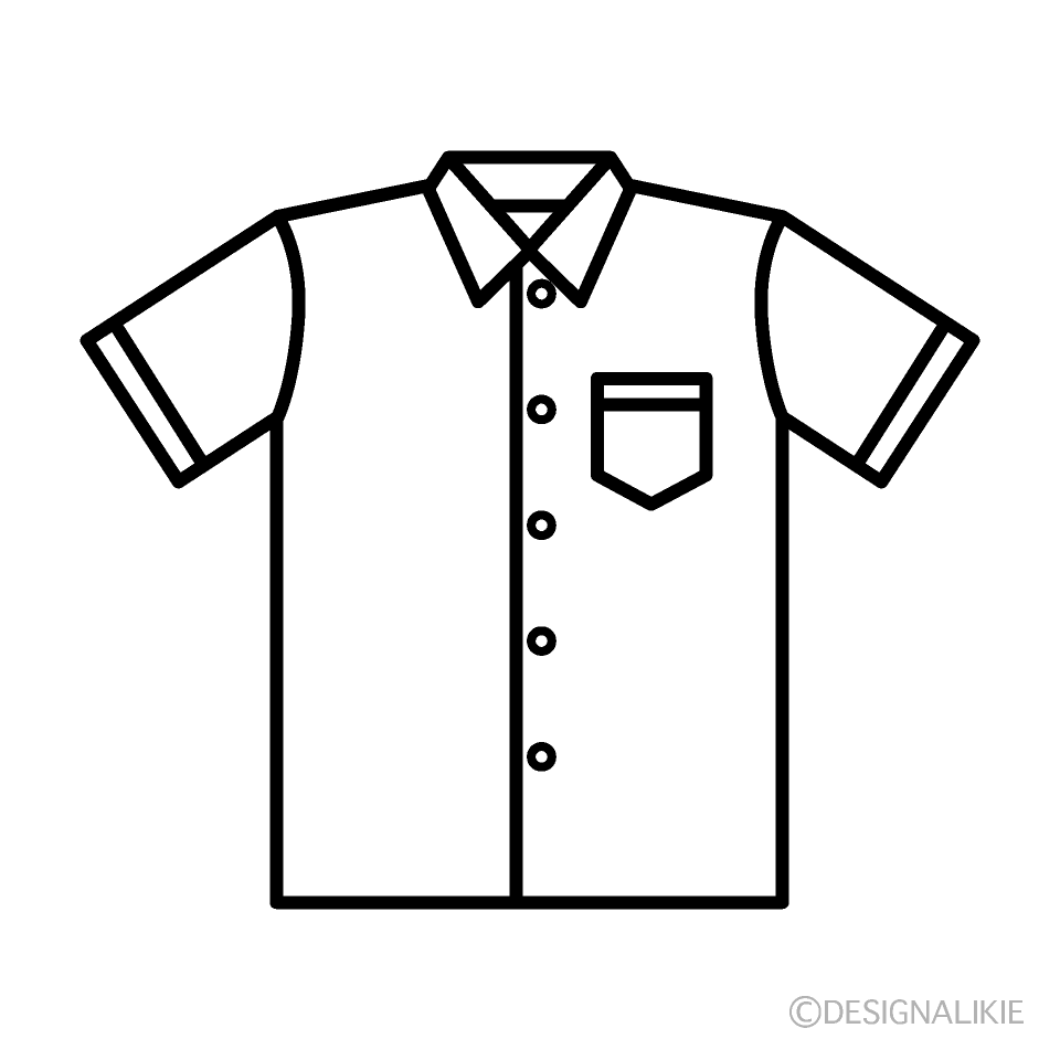 半袖yシャツ線画イラストのフリー素材 イラストイメージ