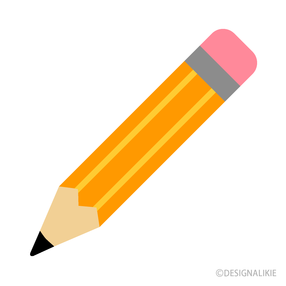 オレンジ色の鉛筆の無料イラスト素材 イラストイメージ