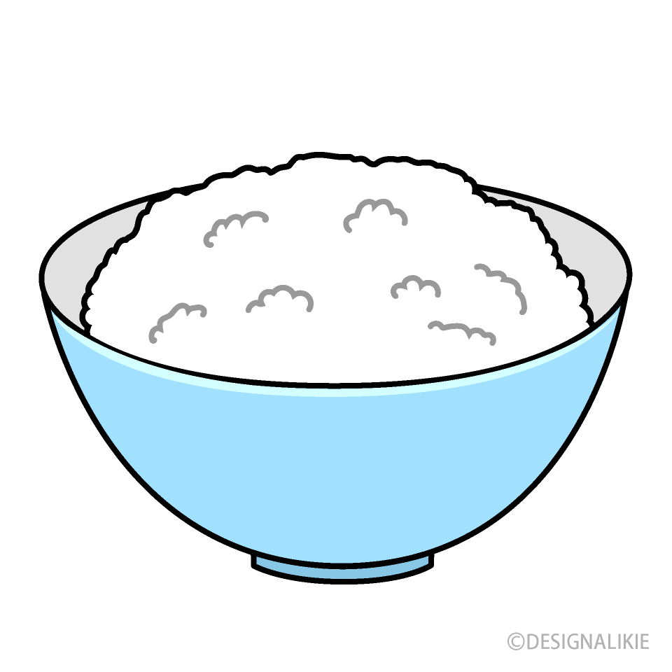 水色茶碗のごはんイラストのフリー素材｜イラストイメージ