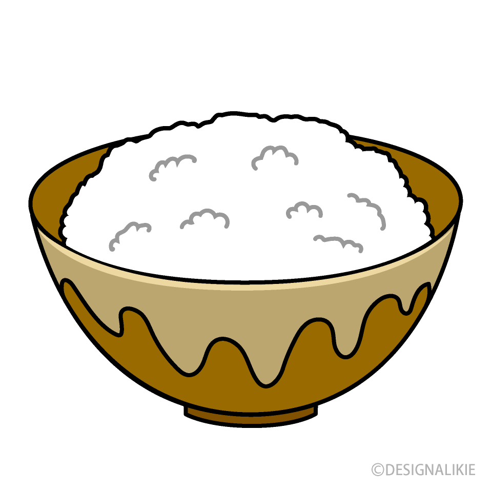和柄茶碗のご飯イラストのフリー素材 イラストイメージ