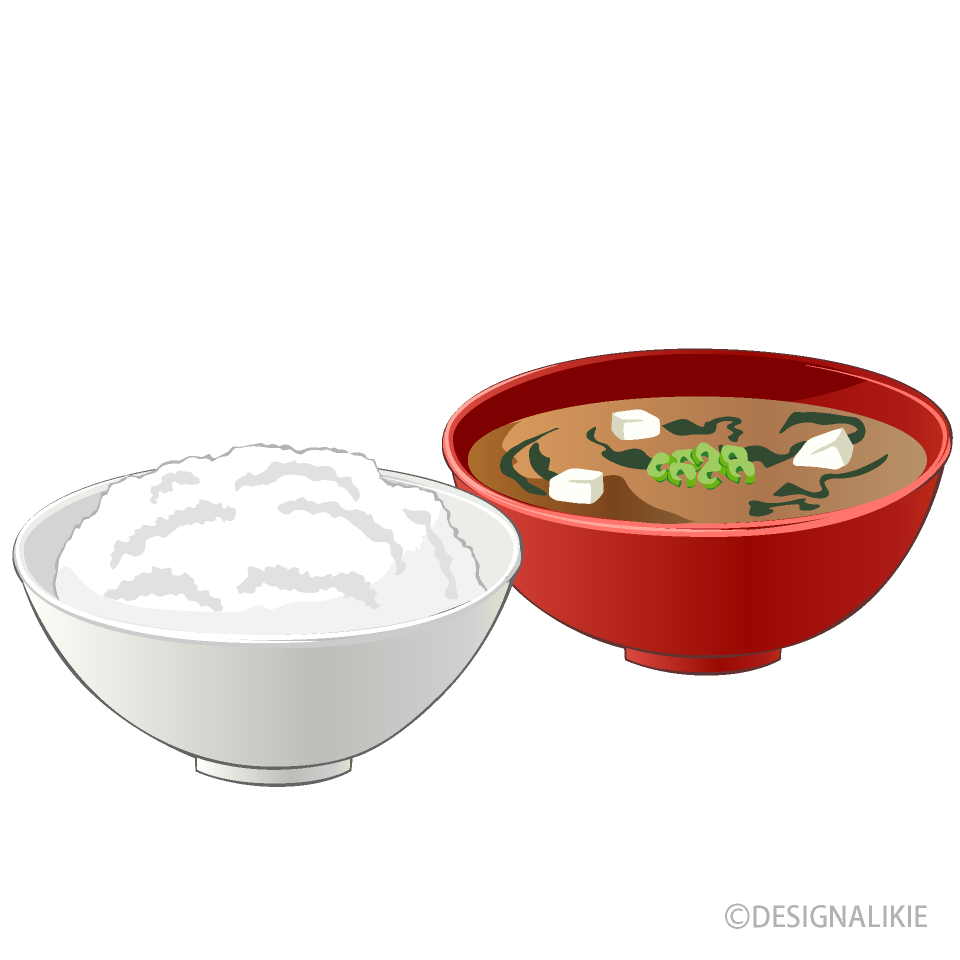 ご飯と味噌汁イラストのフリー素材 イラストイメージ