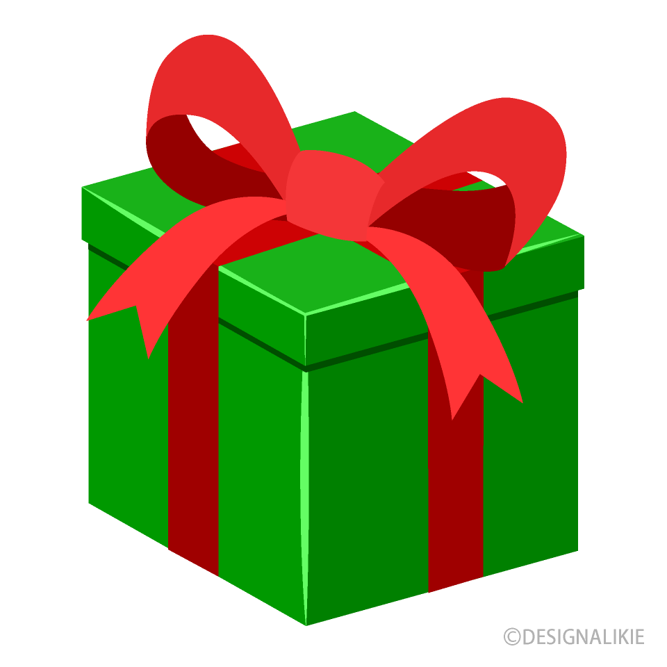 緑色プレゼント箱の無料イラスト素材 イラストイメージ