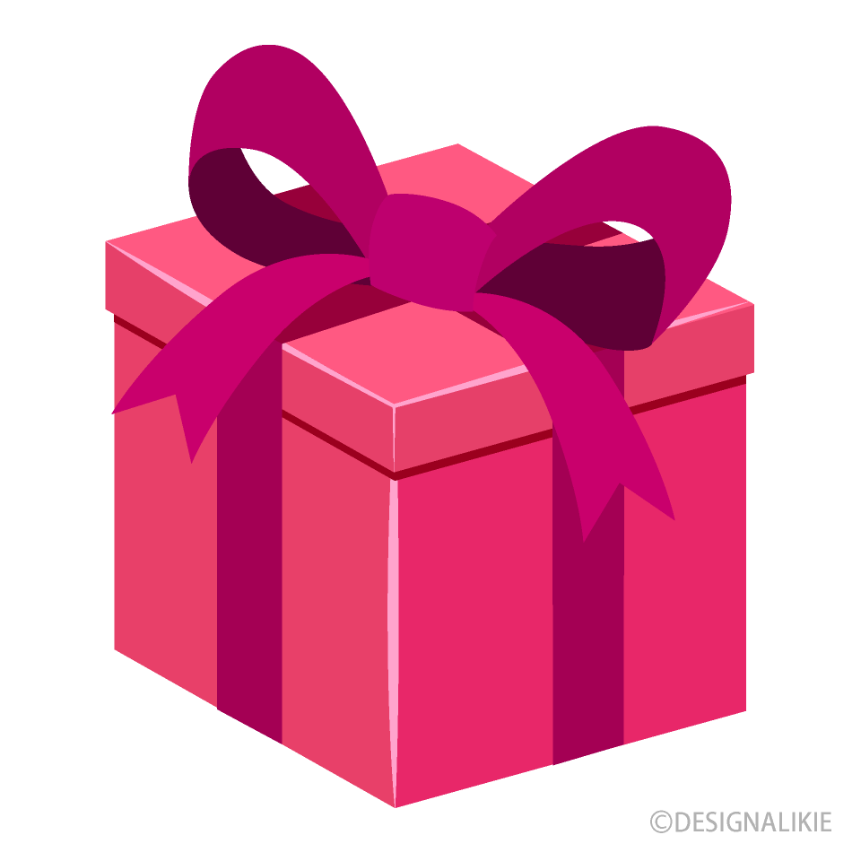 ピンク色プレゼント箱の無料イラスト素材 イラストイメージ