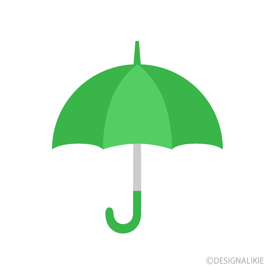 かわいい緑の傘の無料イラスト素材 イラストイメージ