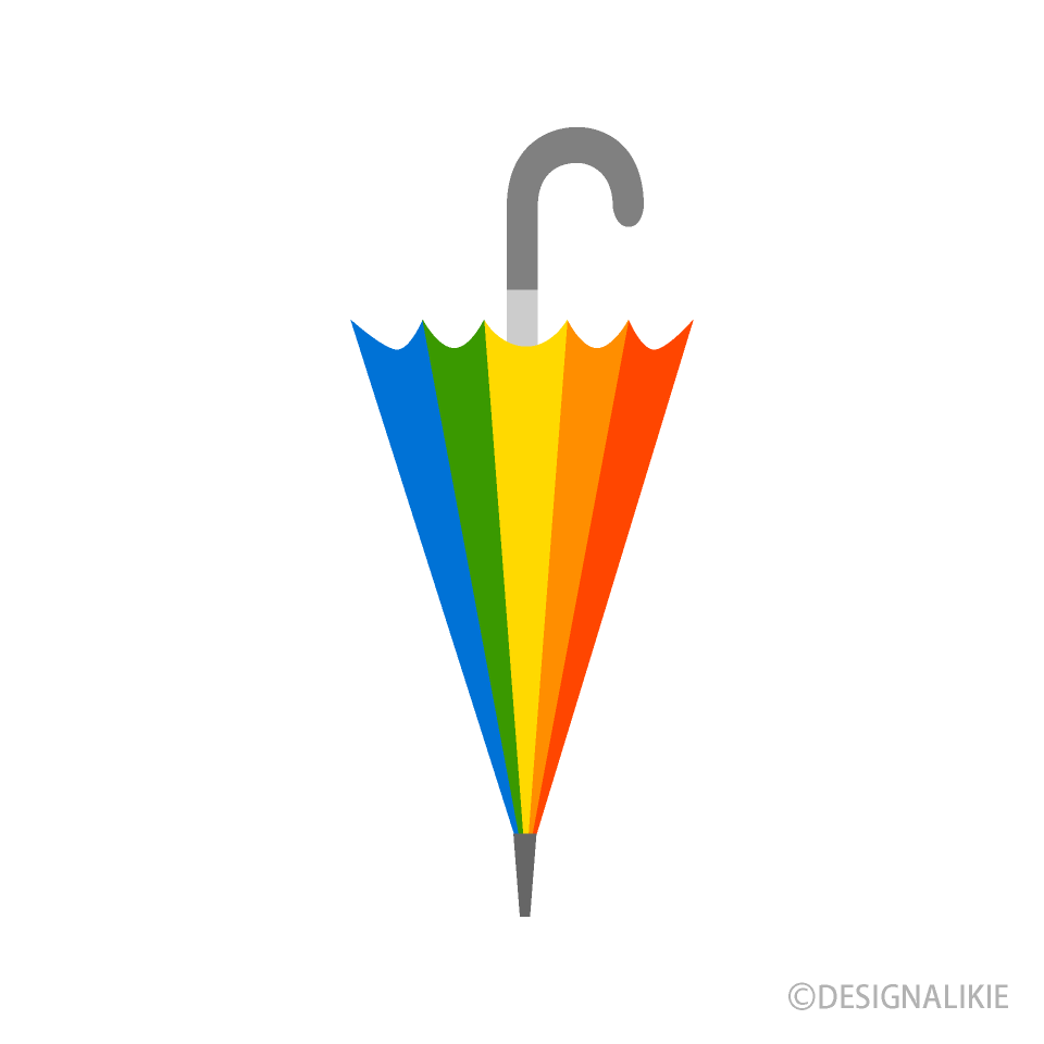 閉じた虹色傘イラストのフリー素材 イラストイメージ
