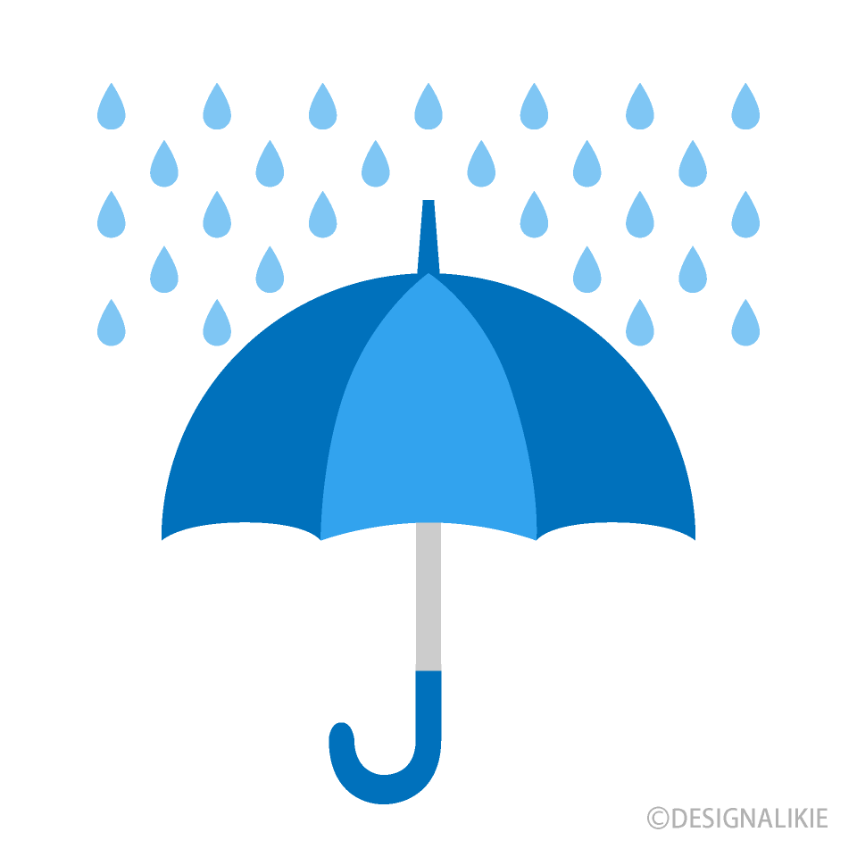 雨に傘をさすイラストのフリー素材 イラストイメージ