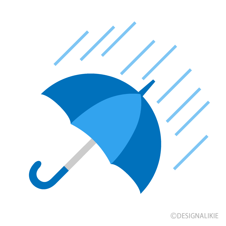 激しい雨と傘イラストのフリー素材 イラストイメージ