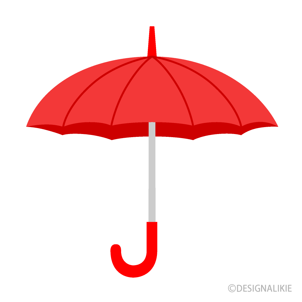 大きな赤い傘イラストのフリー素材 イラストイメージ