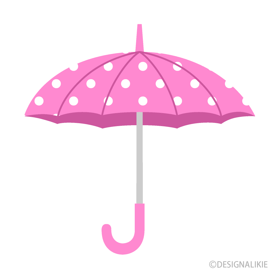 ピンクの水玉傘イラストのフリー素材 イラストイメージ