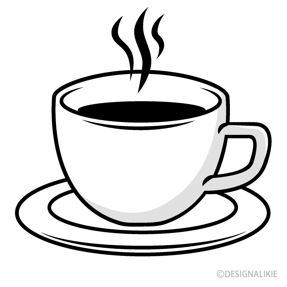 白黒コーヒーカップイラストのフリー素材 イラストイメージ