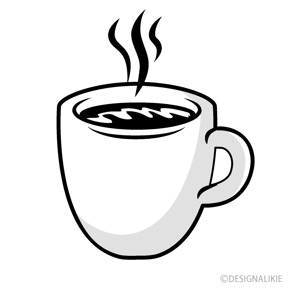 白黒コーヒーマグイラストのフリー素材 イラストイメージ