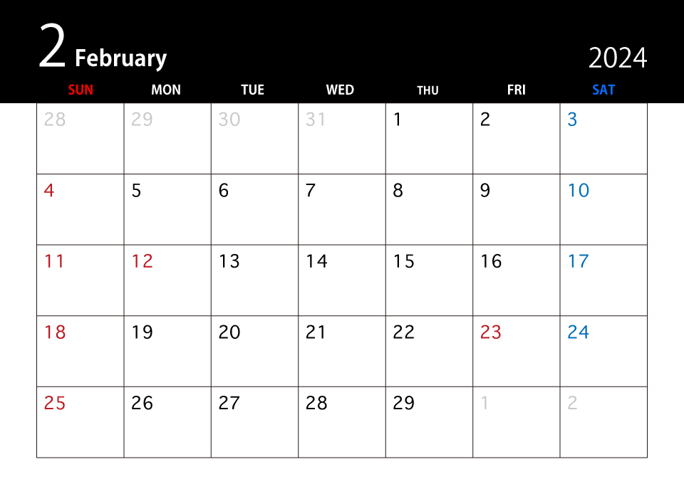2022年2月の黒カレンダー