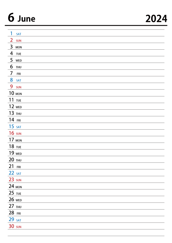 2022年6月スケジュールカレンダー