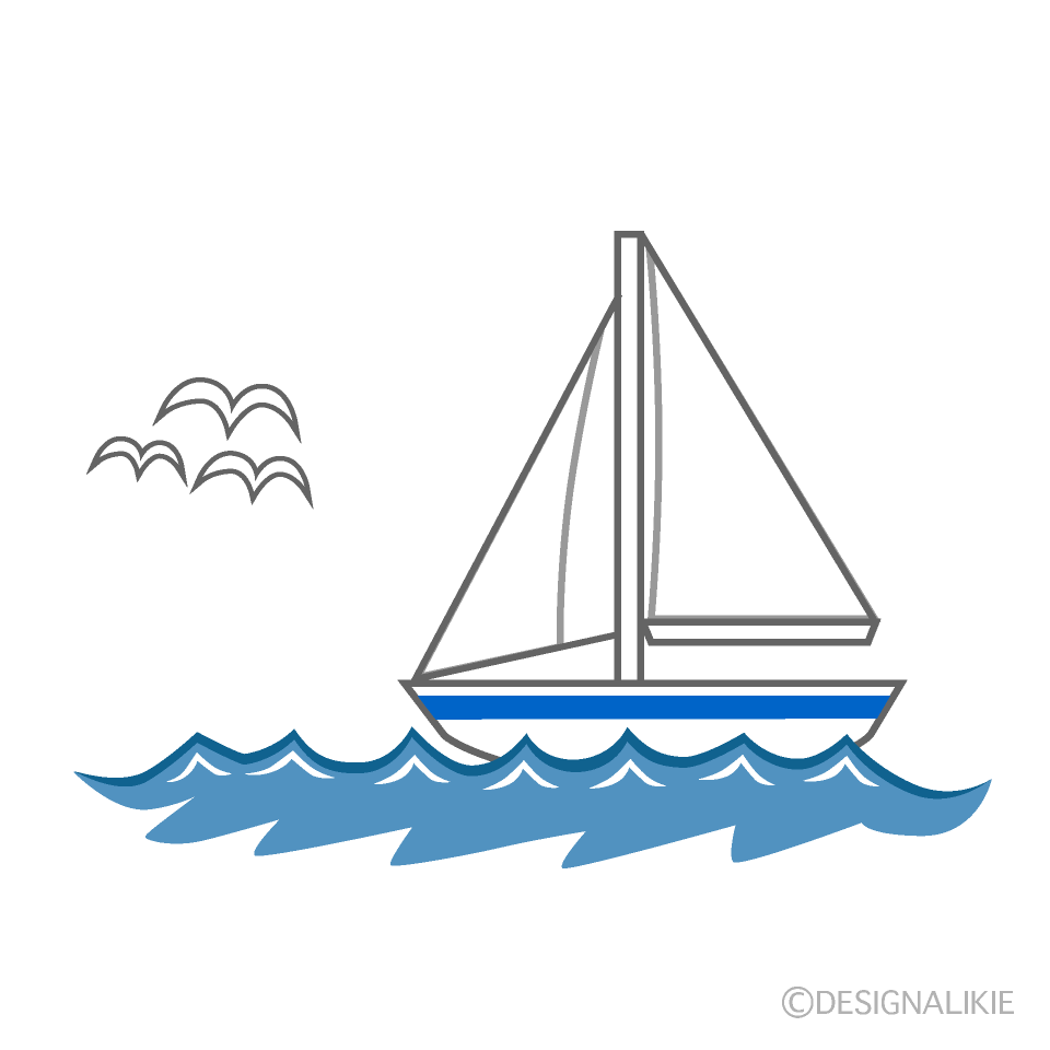 海とヨットイラストのフリー素材 イラストイメージ