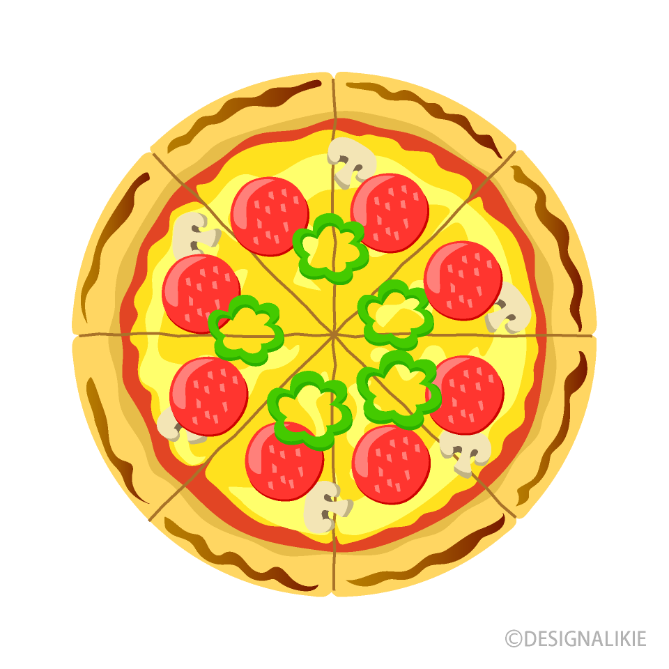 丸いピザの無料イラスト素材 イラストイメージ