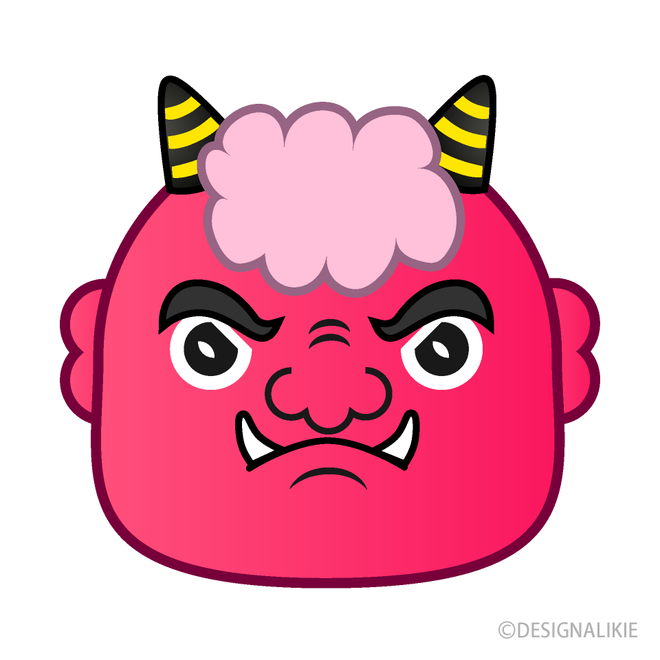ピンク鬼の顔の無料イラスト素材 イラストイメージ