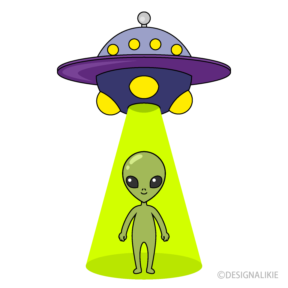 UFOから出てくる宇宙人イラストのフリー素材｜イラストイメージ