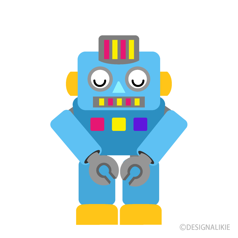 お辞儀するロボットキャラの無料イラスト素材 イラストイメージ