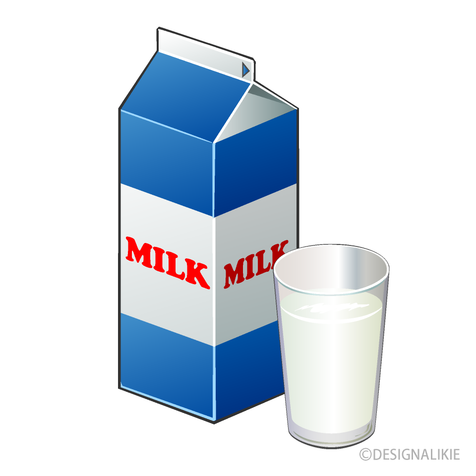 パックとコップの牛乳の無料イラスト素材 イラストイメージ