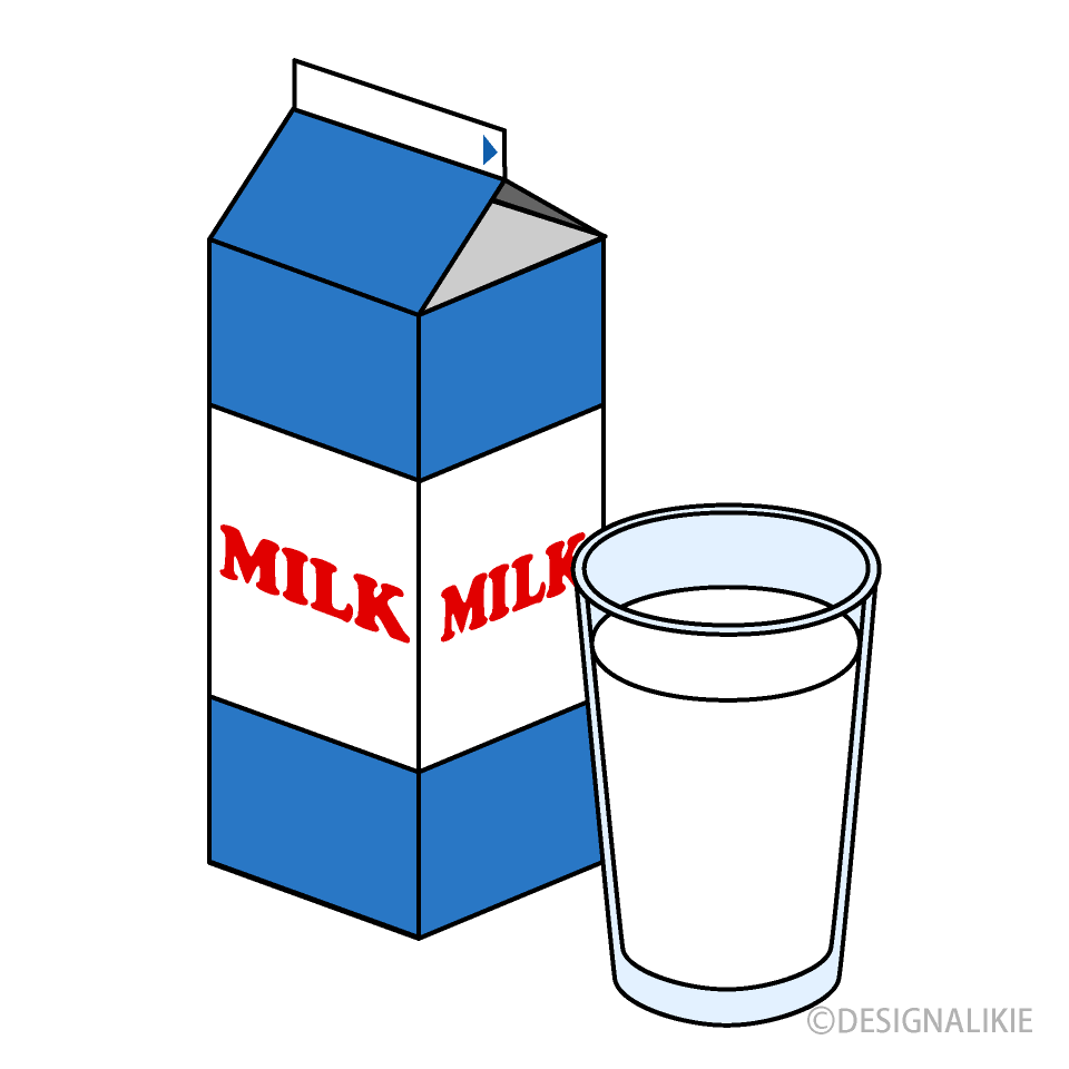 シンプルな牛乳コップとパックイラストのフリー素材 イラストイメージ
