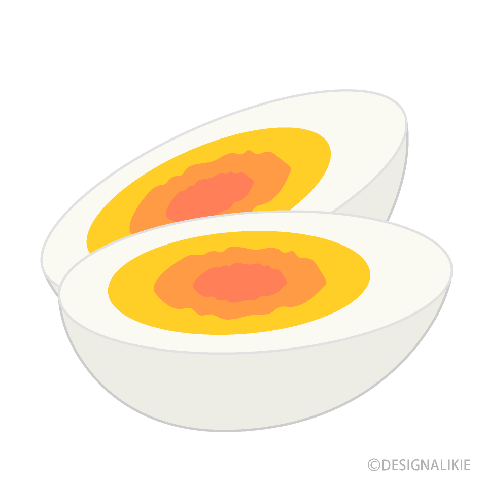 カットしたゆで卵イラストのフリー素材 イラストイメージ