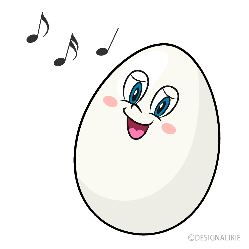 歌う卵キャラクターイラストのフリー素材 イラストイメージ
