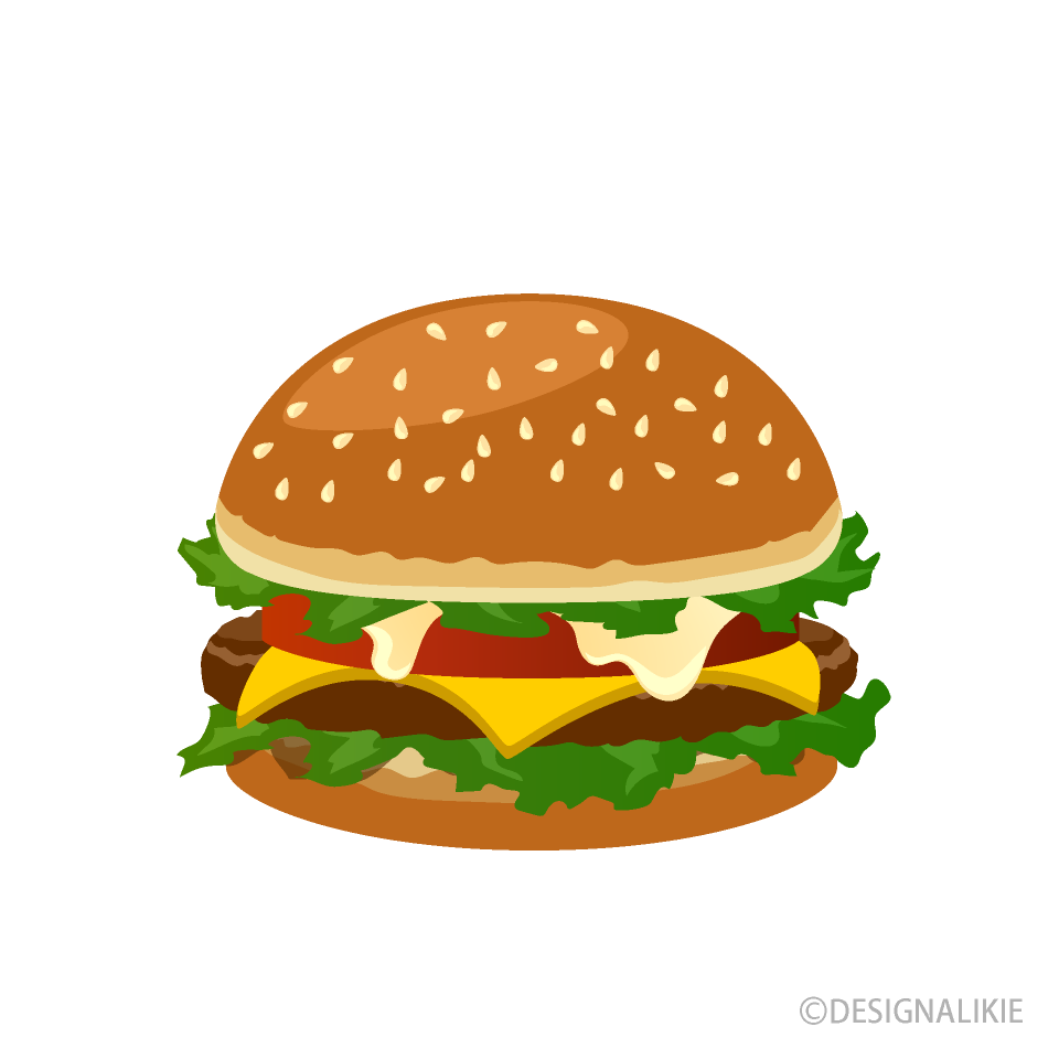 フレッシュハンバーガーイラストのフリー素材 イラストイメージ