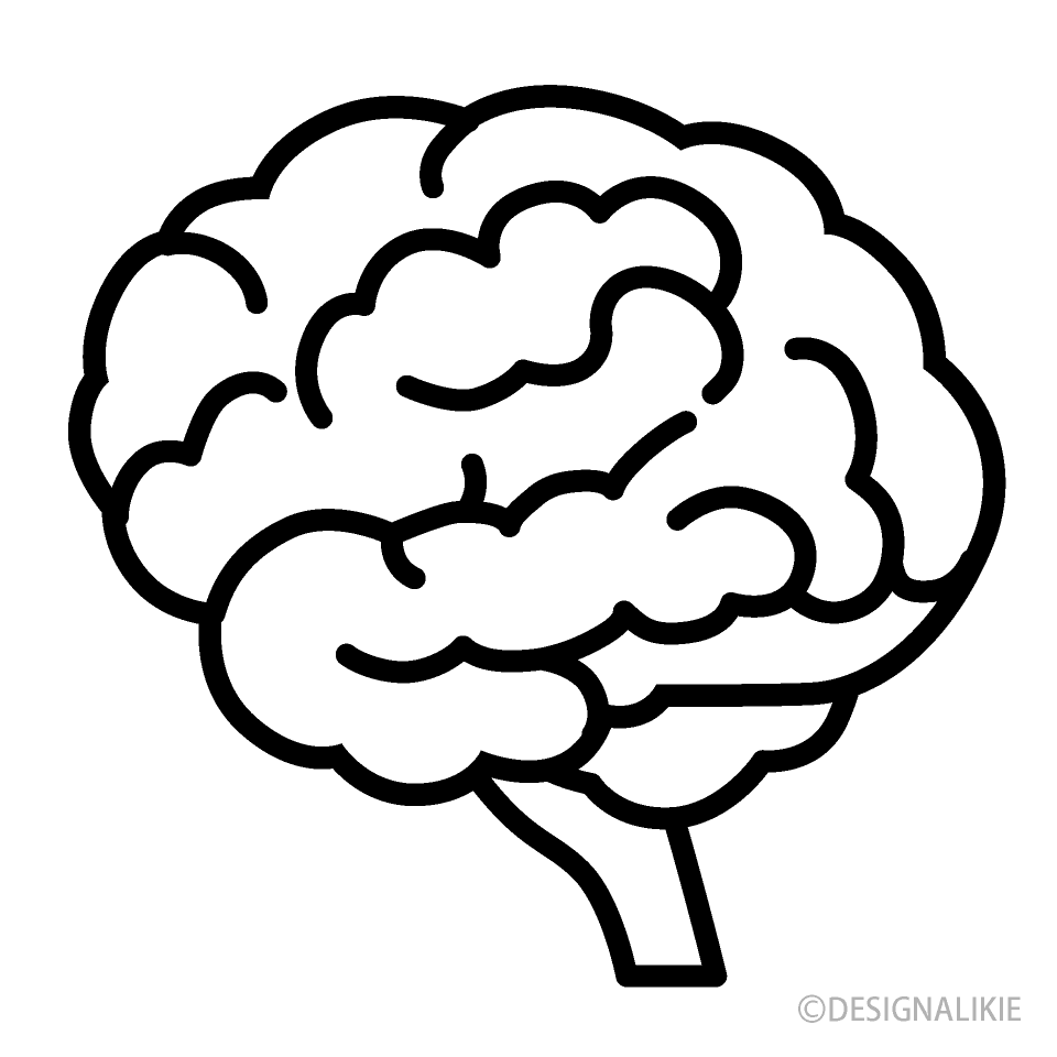 シンプルな脳みそ 白黒 イラストのフリー素材 イラストイメージ