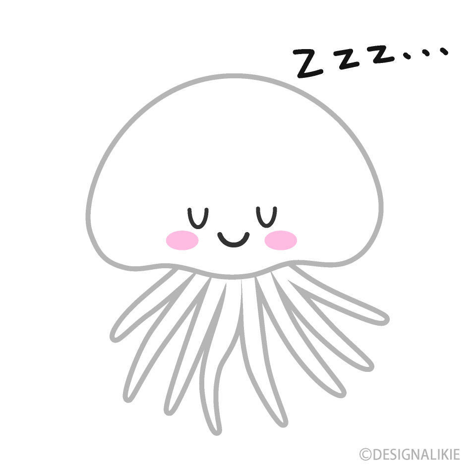 寝る可愛いクラゲの無料イラスト素材 イラストイメージ