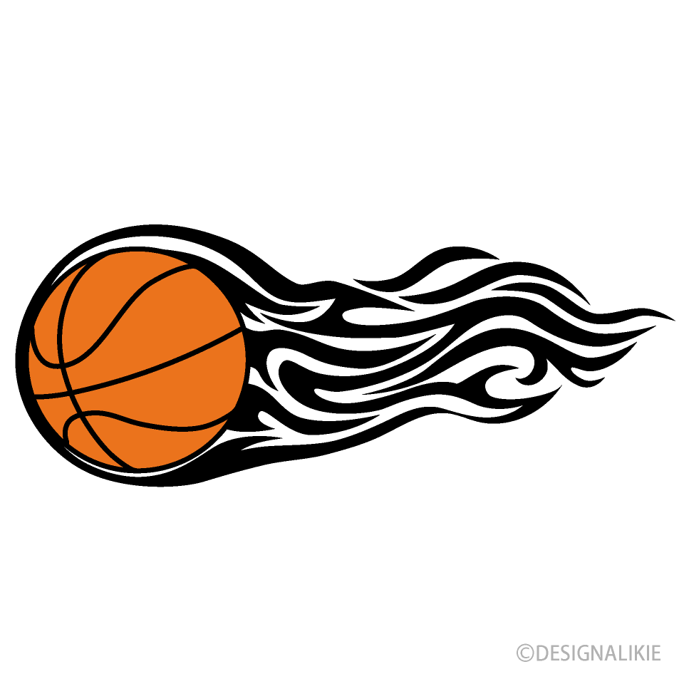 黒い火の玉バスケットボールイラストのフリー素材 イラストイメージ