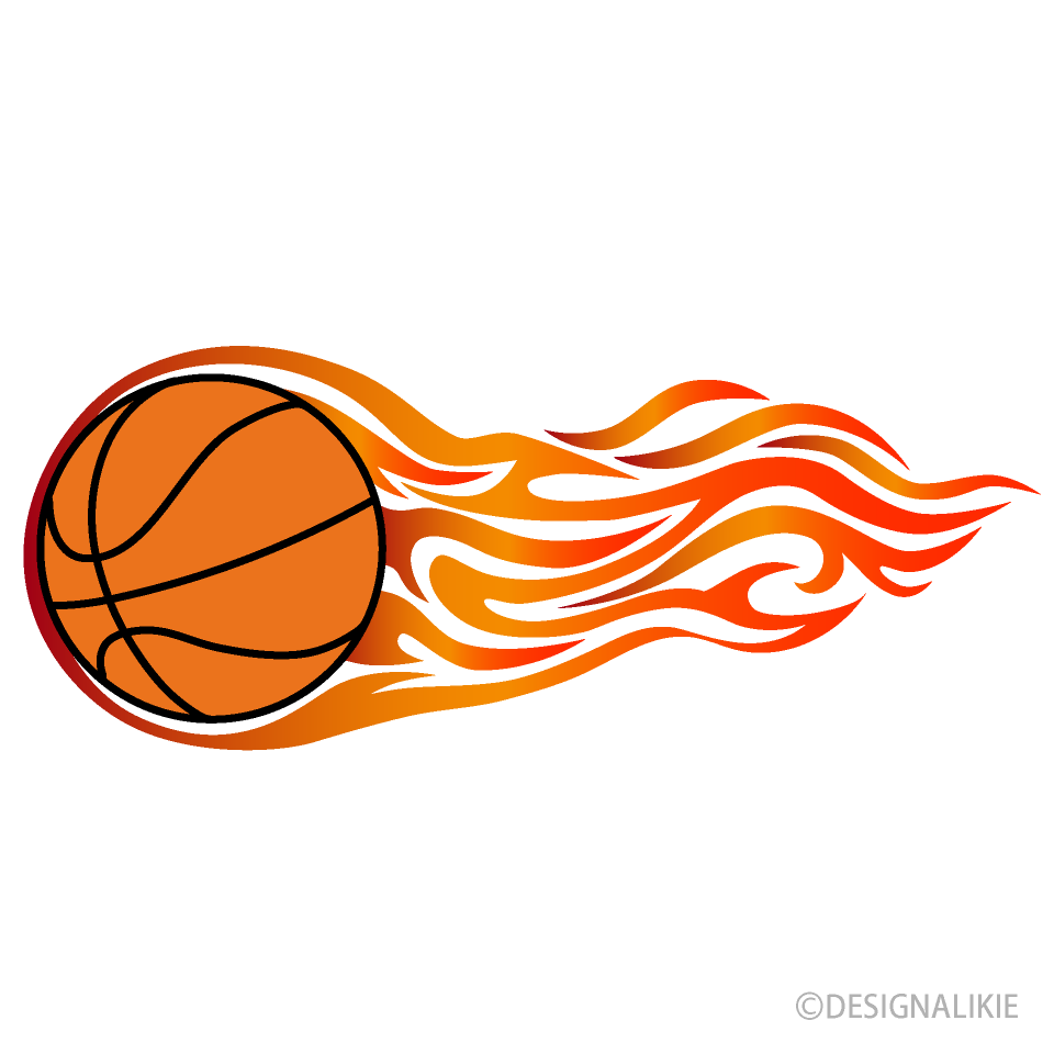 火を噴くバスケットボールイラストのフリー素材 イラストイメージ