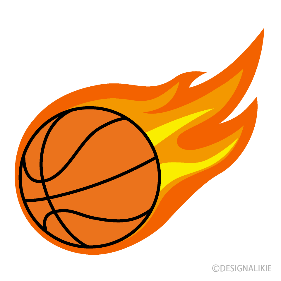 火の玉バスケットボールイラストのフリー素材 イラストイメージ